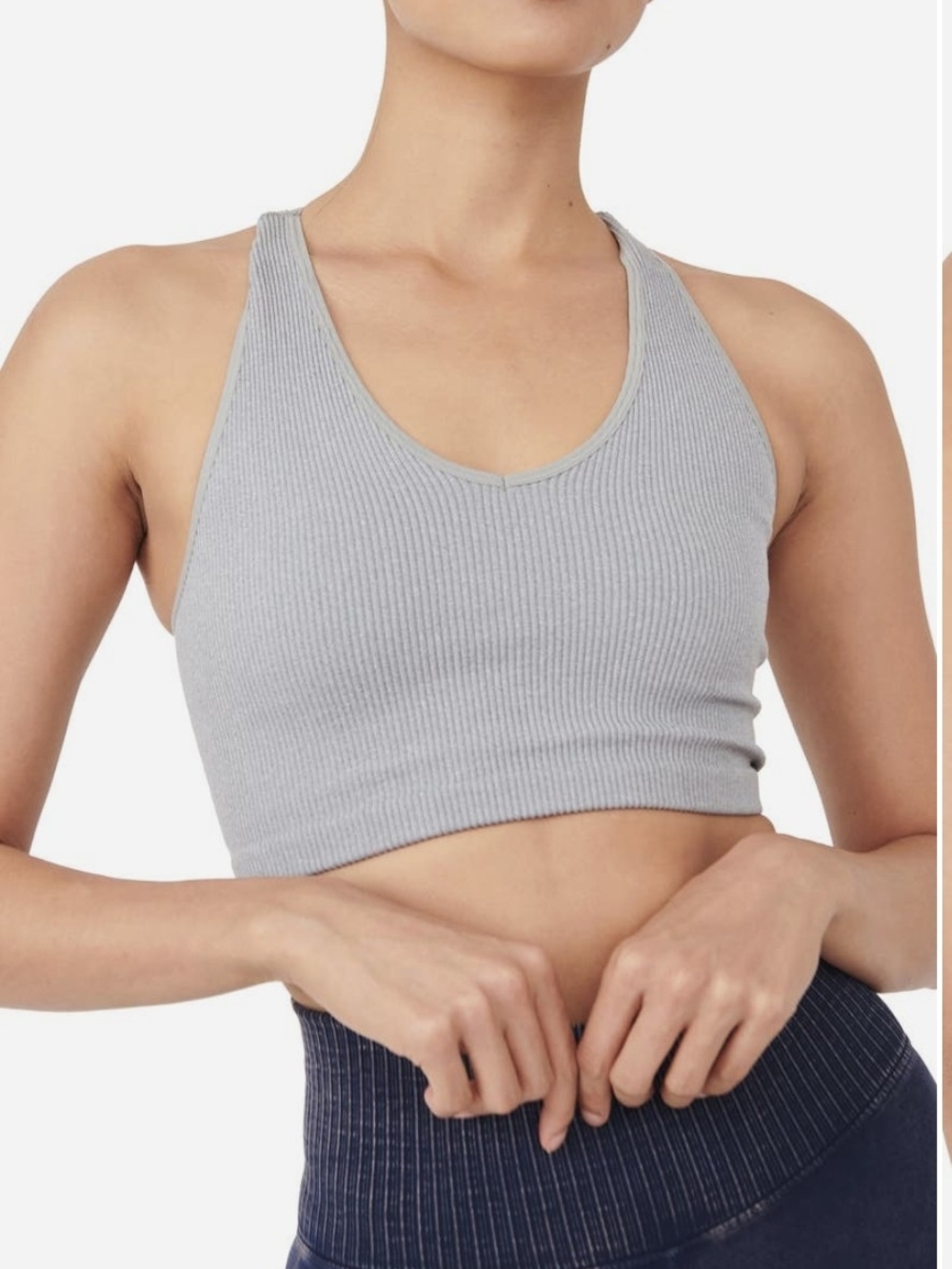 Free People Ribbed Racerback Crop Bralette - Light Gray